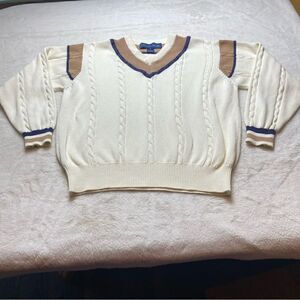 Nicklaus Cable Knit v Neck Long Sleeve Sweater Size Medium
